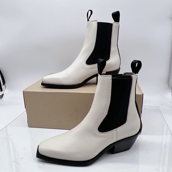 AllSaints Vally Women’s Chelsea Ankle Boots White Leather Western EU 36 US 6 - Picture 2 of 12